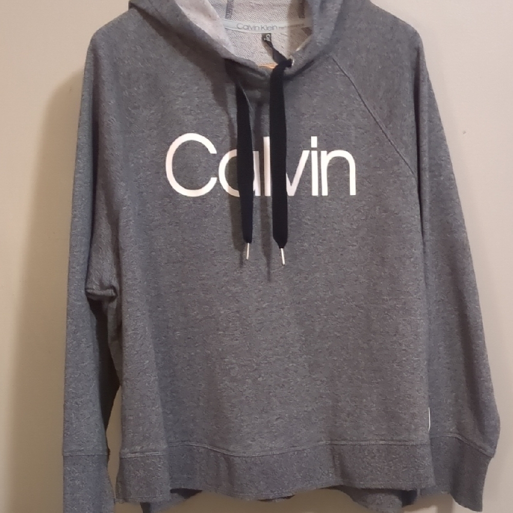 $DROP!!-Calvin Klein Performance Gray Pullover Hoodie with Hood
